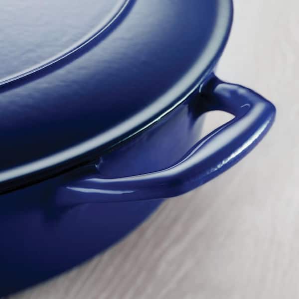 Tramontina Covered Tall Round Dutch Oven Enameled Cast Iron 7 Qt (Classic  Blue Gold Knob) - 80131/359DS