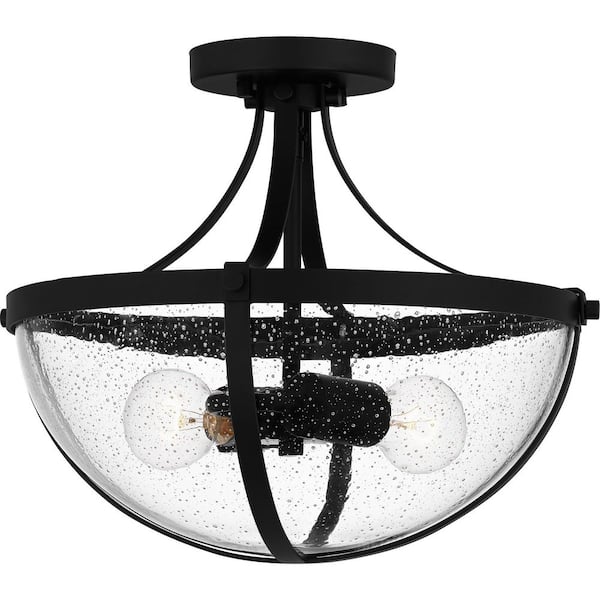 Quoizel Antebellum 14.75 in. 2-Light Matte Black Semi-Flush Mount