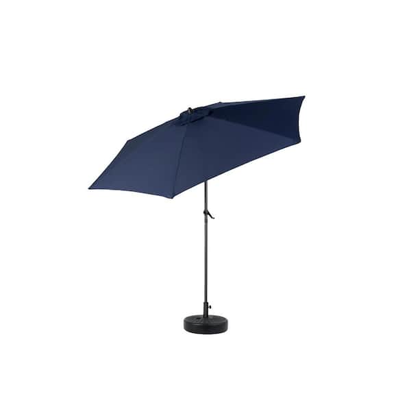 Unbranded Market Umbrella, 9 ft. Powder Coated Steel Market Patio Umbrella in Navy Blue with Push Button Tilt and Easy Crank