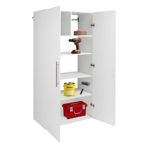 HangUps Collection Manufactured Wood 4-Shelf Wall Mounted Garage Cabinet in White (36 in. W x 72 in. H x 20 in. D)