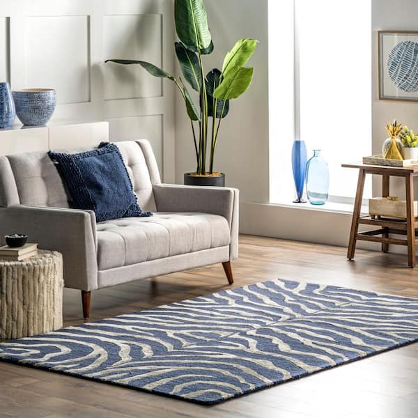 Hand Blue 8 ft. x 10 ft. Animal Area Rug