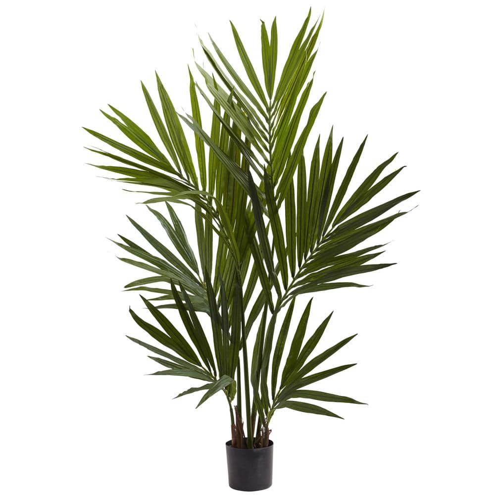 4-ft Green Silk Kentia Palm Tree in Black Plastic Pot