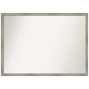 Salon Scoop Silver 39.75 in. x 28.75 in. Non-Beveled Casual Rectangle Wood Framed Wall Mirror in Silver