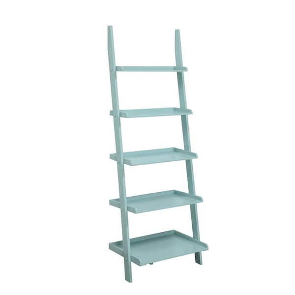 Convenience Concepts American Heritage 72 in. H Sea Foam Wood 5-Shelf Ladder Bookcase