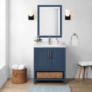 Newhall 30 in. W x 22 in. D Bath Vanity in Grayish Blue with Cultured Marble Vanity Top in White with White Basin