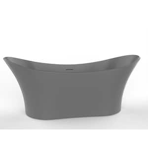 Ocean 68.9 in. Solid Surface Stone Resin Flatbottom Bathtub in Matte Gray