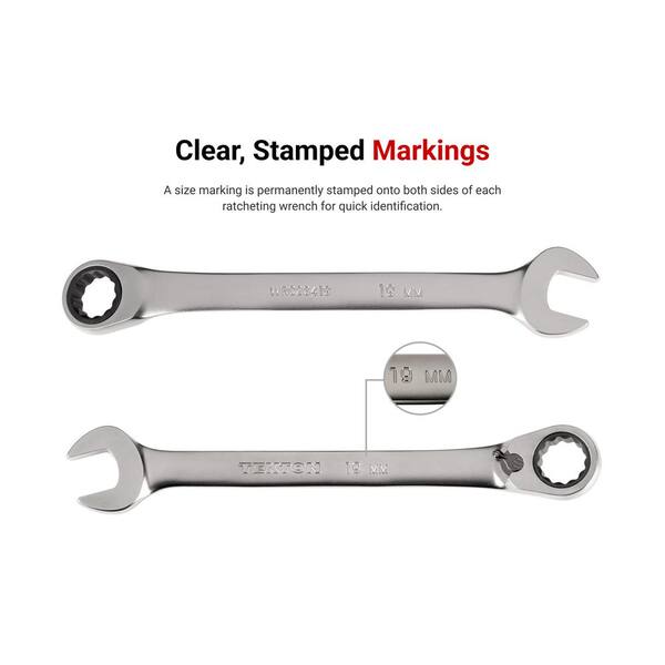 TEKTON 34mm Combination Wrench - Chrome Vanadium Steel, 15° Angled Ends (WCB24034)
