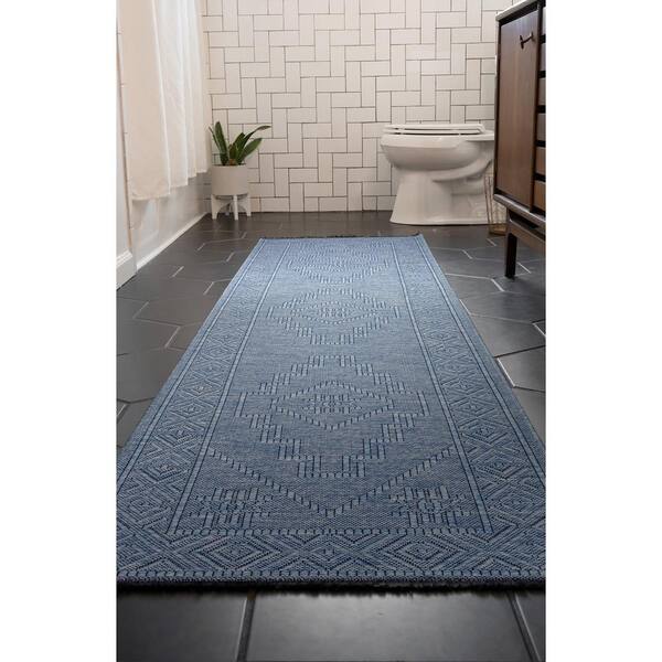 Alma Blue 2 ft. x 8 ft. Moroccan Machine Washable Indoor Runner Rug
