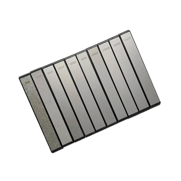 6.38 in. #80-#3000 Grit Emery Diamond Abrasive Whetstone Set with Non-Slip Base 10 Pieces for Kitchen Outdoor Sharpening