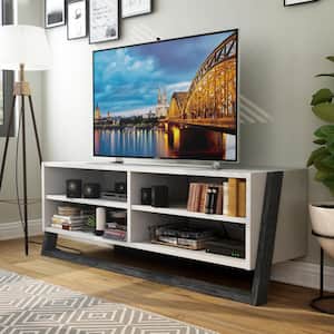 Addis 62.50 in. W Gray TV Console with 4-Shelves Fits TV's Up to 70 in. With Cable Management