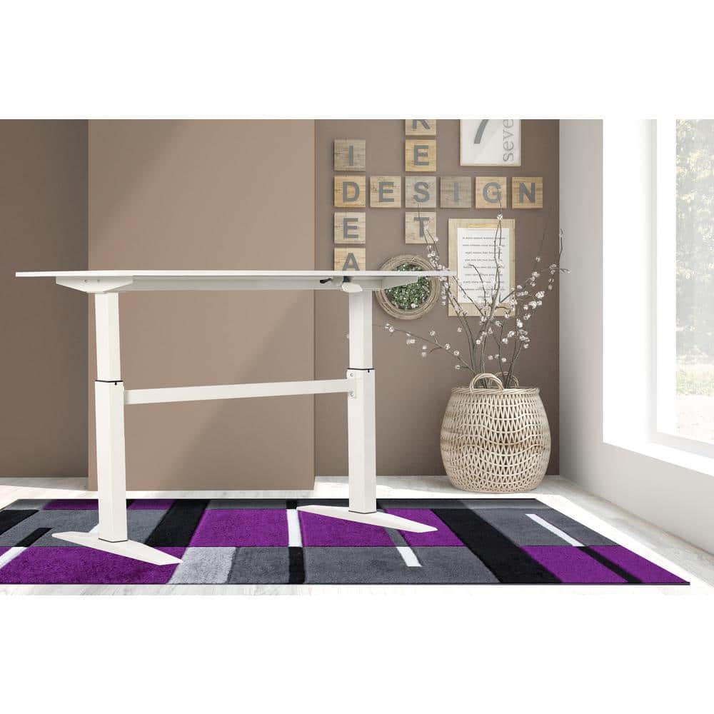 White Adjustable Height Standing Office Desk with Wood Top