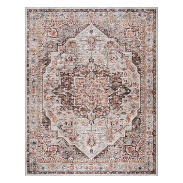 Gertmenian Soha Brown 5 ft. x 7 ft. Crystal Print Polyester Digitally Printed Area Rug
