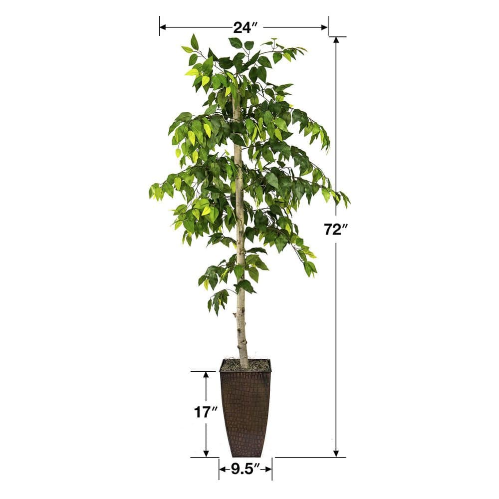 6-Foot Faux Ficus Tree in Bronze Metal Planter