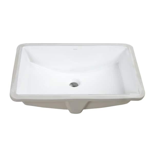 Krona 23.25 in. Undermount Rectangular Bathroom Sink with Overflow Drain in White Porcelain Ceramic