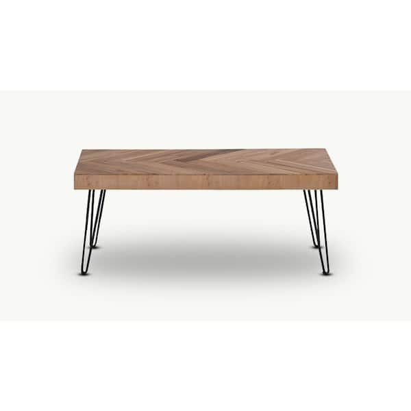 Utopia 4niture Lydia 43.3 in. Brown Rectangular Wooden Coffee Table with Metal Hairpin Legs