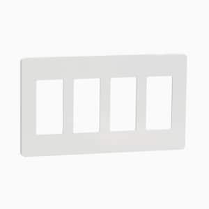 X Series 4-Gang Standard Size Screwless Rocker Light Switch Wall Plate Cover Plate Matte White