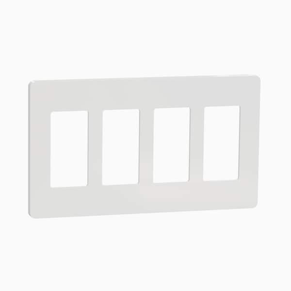 Square D X Series 4-Gang Standard Size Screwless Rocker Light Switch Wall Plate Cover Plate Matte White