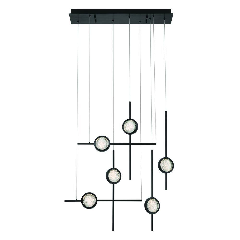 Barletta Black 6-Light LED Chandelier with Clear Glass Shades