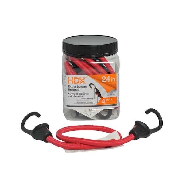 ProSource FH4032 Braided Heavy Duty Stretch Cord 24 Inch, 9 Millimeter Plastic  Hook End Red 4 Pack: Bungee Cords ++ (045734637894-1)