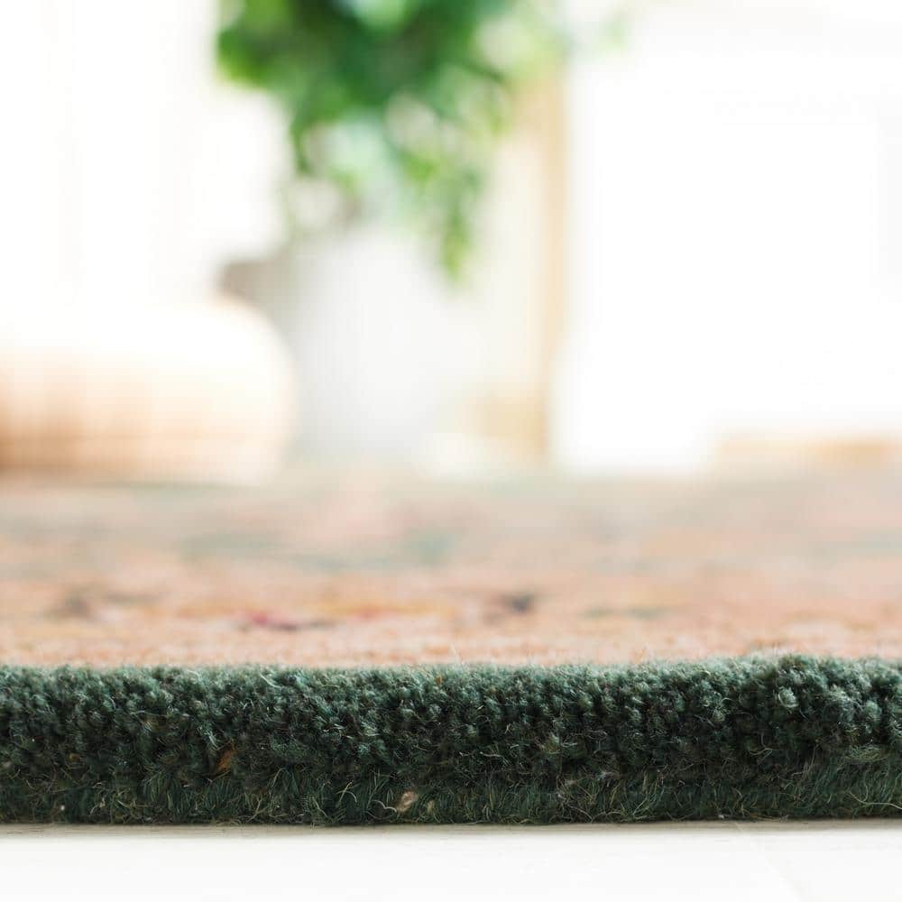 Handmade Dark Green and Gold Wool Tufted Area Rug