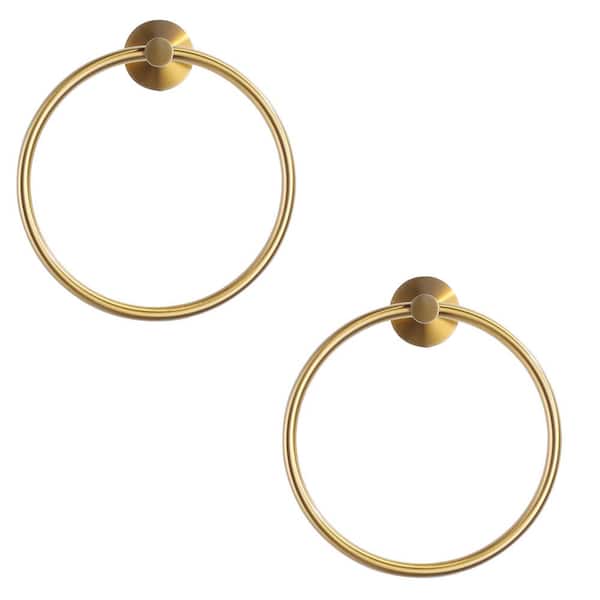 ALEASHA Wall Mounted Towel Ring in Brushed Gold (2-Pieces)