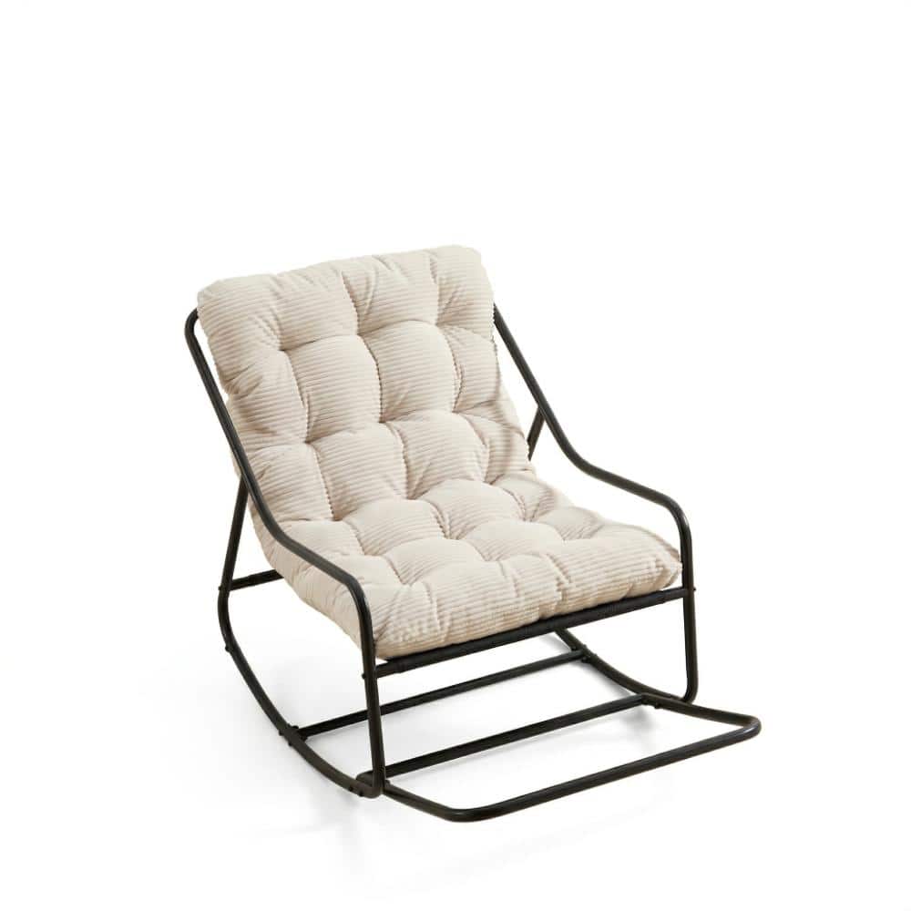 Outdoor Rocking Chair with Soft Thick Cushion, for Balcony and Backyard, White price history on PriceWatchPro