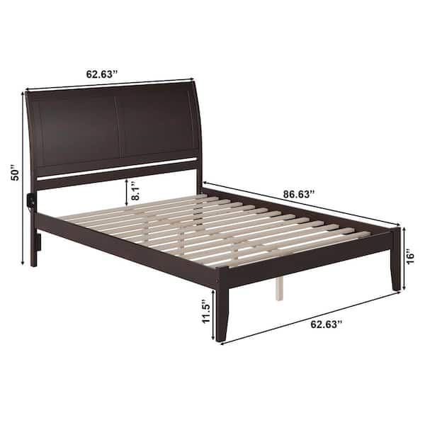 Portland Espresso Queen Platform Bed with Open Foot Board