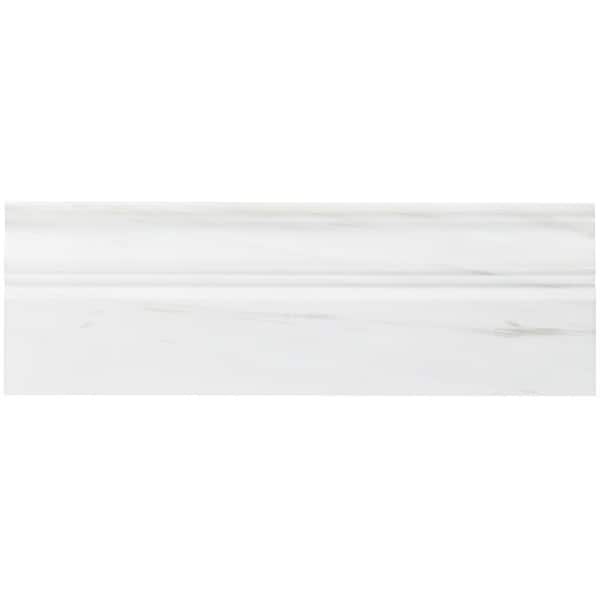 Ivy Hill Tile Bianco Dolomite White 4 in. x 12 in. Polished Marble Base Molding Wall Tile Trim