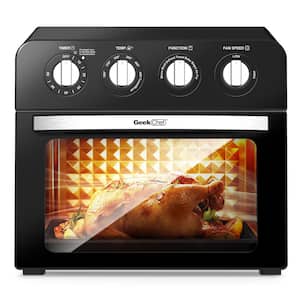 1700W 24 Qt. Air Fryer Oven Countertop Toaster Oven 3-Rack Levels Black Housing with Single Glass Door