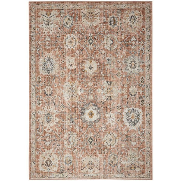 Nourison Oushak Home Rust 4 ft. x 6 ft. Floral Traditional Area Rug
