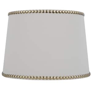 Mix and Match 14 in. Diax 10 in. H Cream with Gold Studs Round Table Lamp Shade