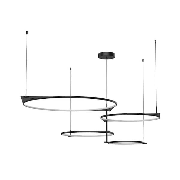 Serif 36 in. 1 Light 90-Watt Black Integrated LED Pendant Light