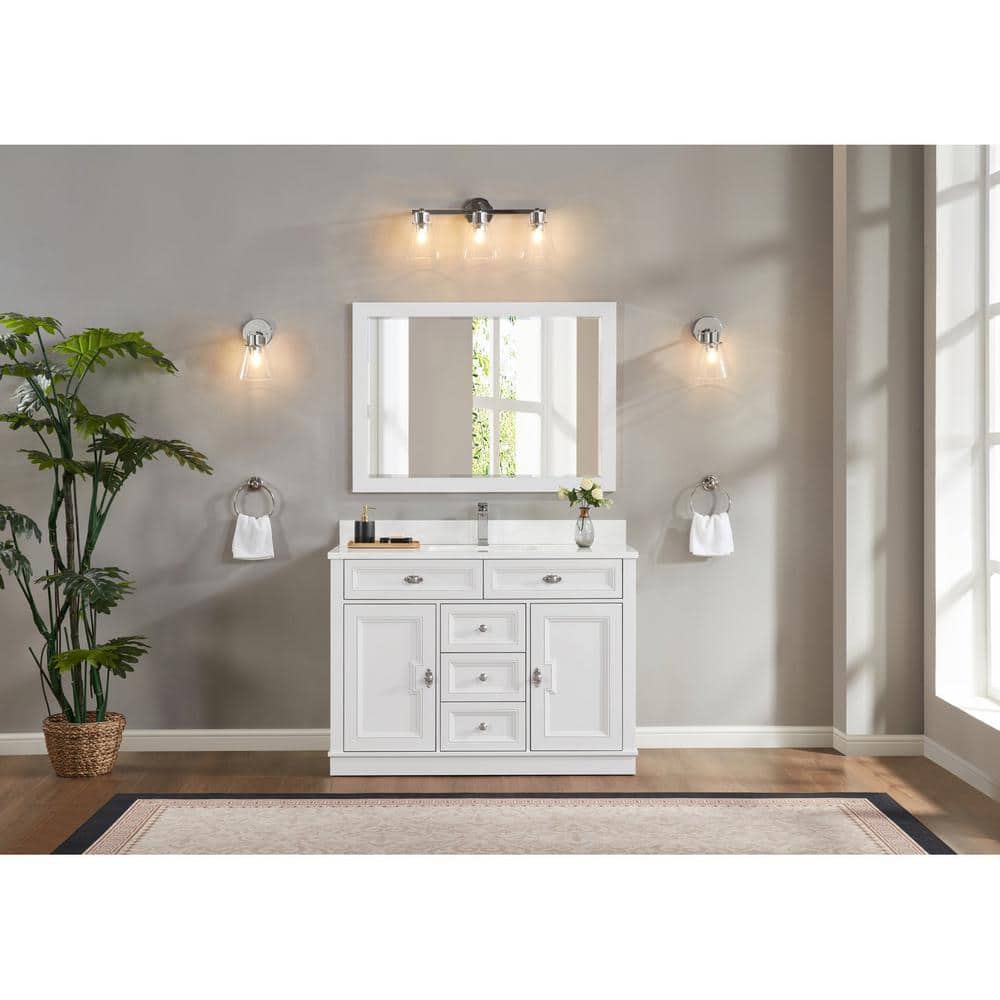 WS2516-48-W 48 in. Single Sink Sink Vanity White Bath Vanity with White 1 in. Artificial Stone Top price history on PriceWatchPro