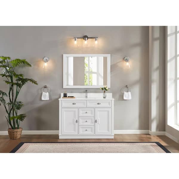 Legion Furniture WS2516-48-W 48 in. Single Sink Sink Vanity White Bath Vanity with White 1 in. Artificial Stone Top