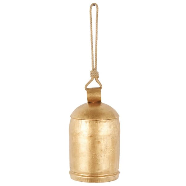 Gold Metal Bell Decorative Bell with Jute Hanging Rope