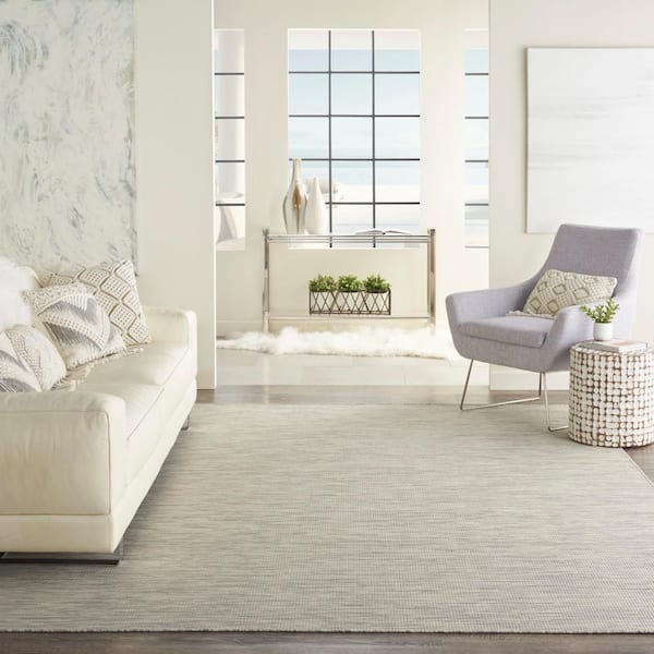 Positano Light Gray 9 ft. x 12 ft. Solid Contemporary Indoor/Outdoor Patio Area Rug