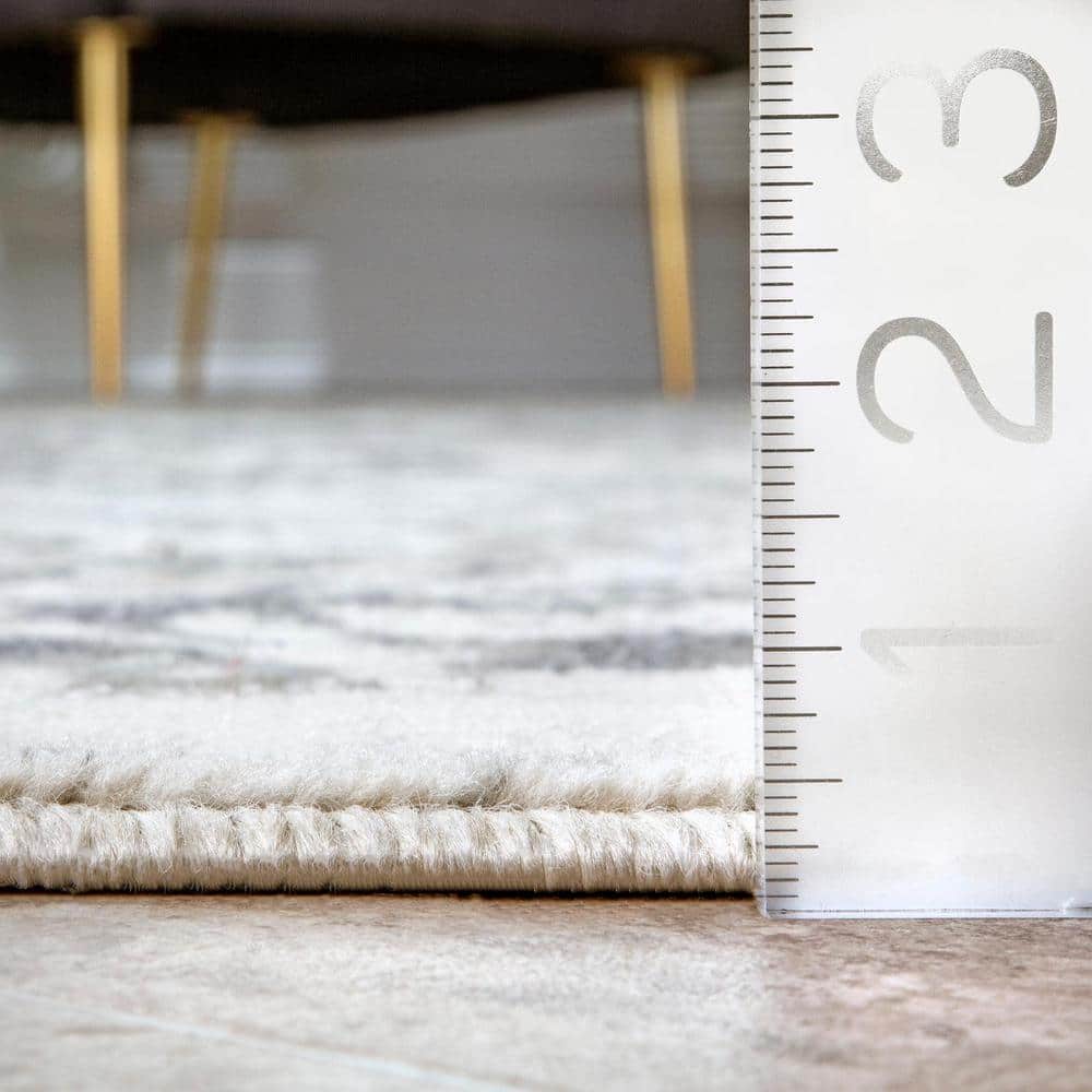 Freja Gray Floral Synthetic 2' 6" x 14' Runner Rug