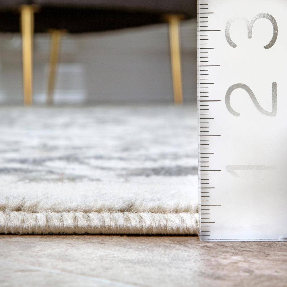 Gray Floral Synthetic 3x5 Non-slip Area Rug