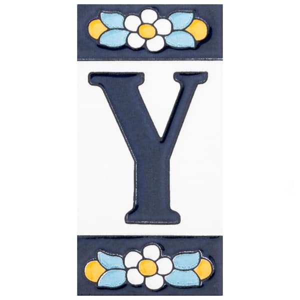 Merola Tile Sevillano Flora Address Letters Y 2-1/8 in. x 4-3/8 in. Ceramic Wall Tile (0.07 sq. ft./Each)
