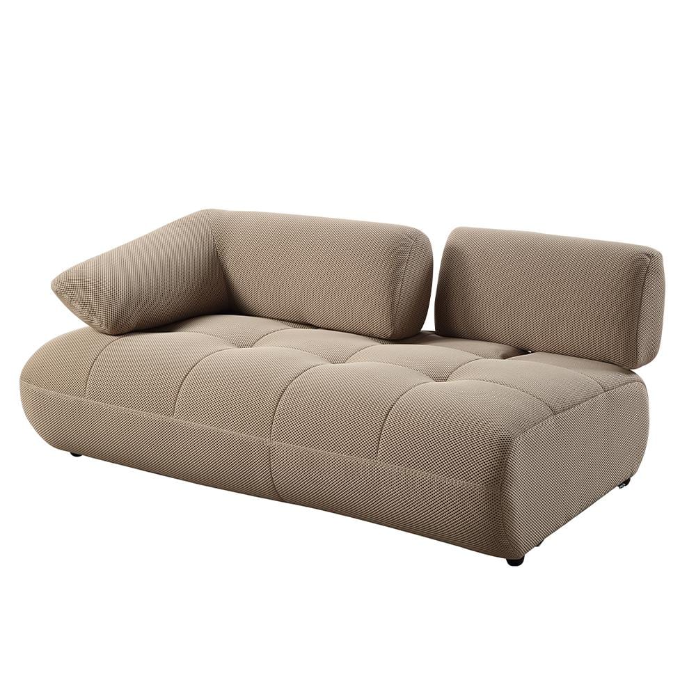 Beige Tufted Fabric Two Piece Sectional Sofa with 6 Pillows