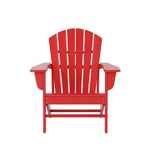 Laguna Traditional Outdoor Patio Adirondack Chair with Ottoman and Side Table 5-Piece Set, Red