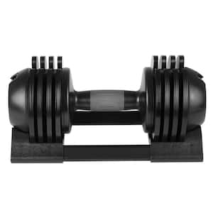 1-Black Adjustable Dumbbell with Anti-Slip Rubber Handle and Tray