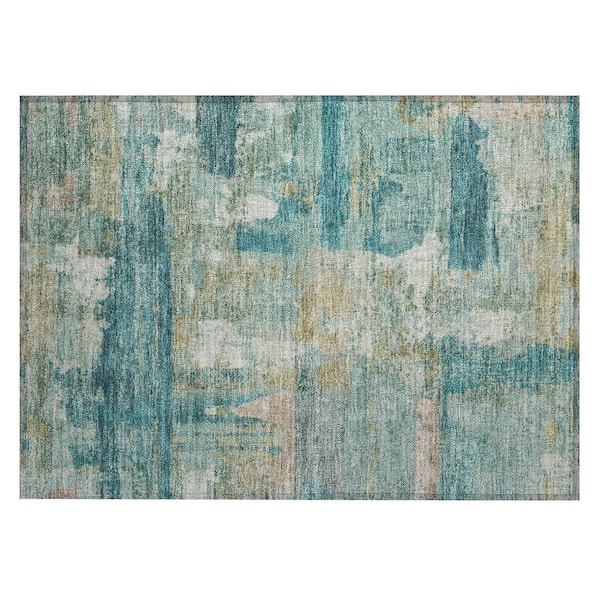 Chantille Machine Washable Indoor/Outdoor Abstract ACN2147 Teal 1 ft. 8 in. x 2 ft. 6 in. Accent Rug