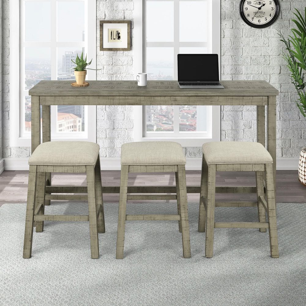 1-Piece Wood Rectangular Table 60 in. x 18 in. x 35.8 in. Outdoor Dining Wo