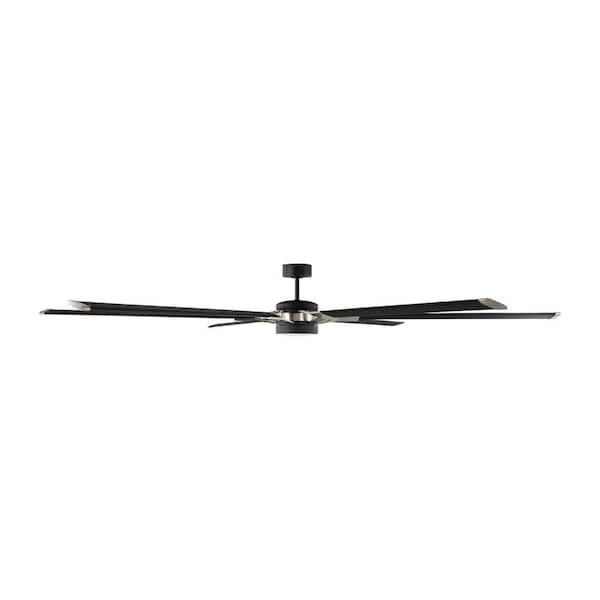 Generation Lighting - Loft 96 in. Integrated LED Indoor/Outdoor Midnight Black Ceiling Fan with Aluminum Blades, DC Motor and Remote Control
