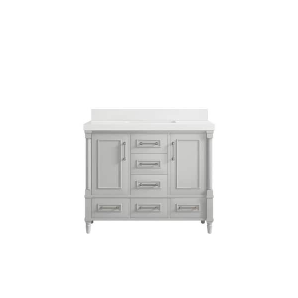 Willow Collections Hudson 42 in. W x 22 in. D x 36 in. H Bath Vanity in Coventry Gray with 2 in White Quartz Top