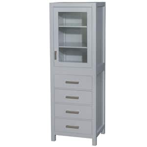 Sheffield 24 in. W x 20 in. D x 71.25 in. H Gray with Brushed Chrome Trim Linen Cabinet
