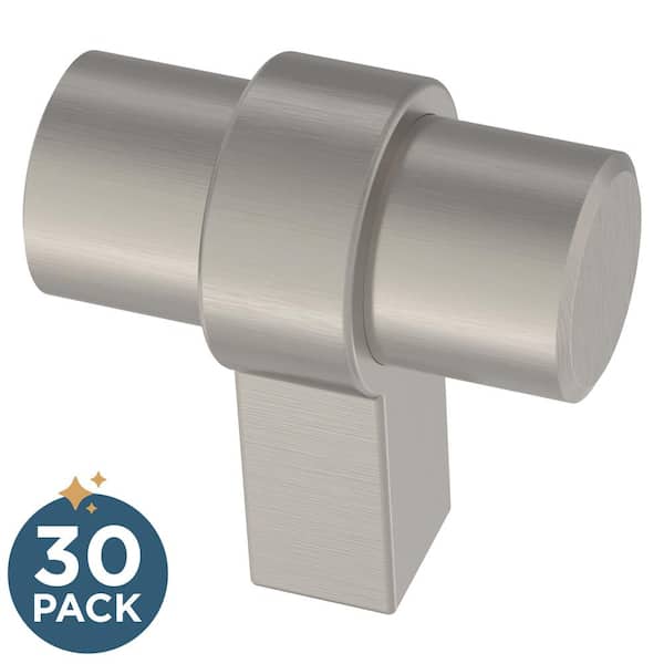 (30-Pack) Simple Wrapped Bar 1-1/4 in. (32 mm) Classic Stainless Steel T-Shaped Bar Cabinet Knobs