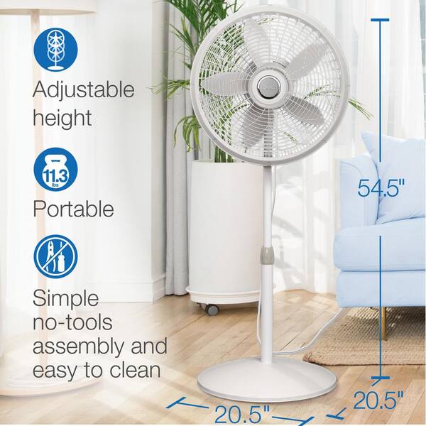 Lasko Cyclone Adjustable-Height 18 in. 3-Speed White Oscillating Pedestal  Fan 1820 - The Home Depot