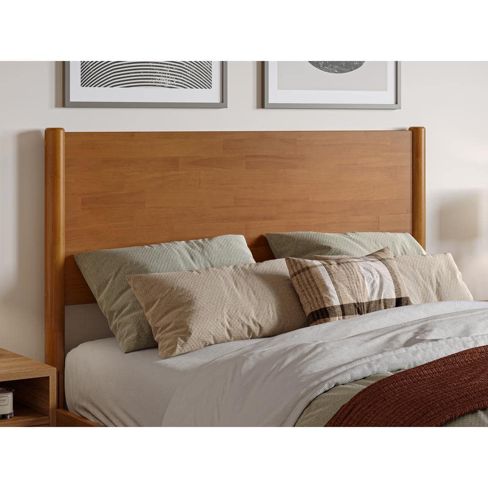 Pasadena Light Toffee Full Solid Wood Platform Bed with Headboard